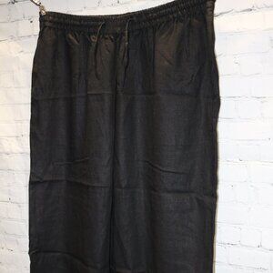Black plus size linen type wide leg pants